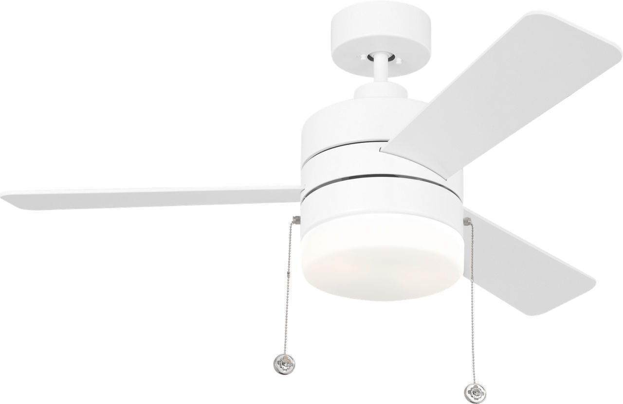 Syrus 44 LED Ceiling Fan in Matte White with Matte White Blades and Light Kit