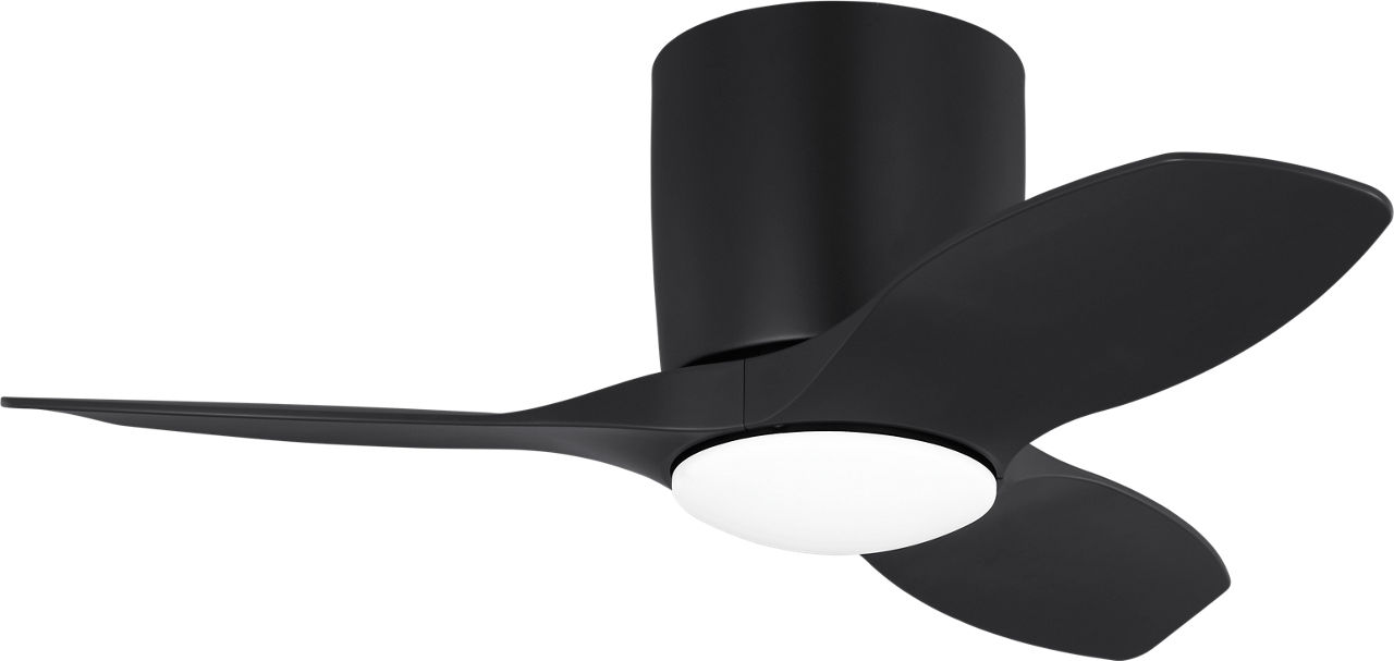 Titus 32 Hugger LED Ceiling Fan in Midnight Black with Midnight Black Blades and Light Kit