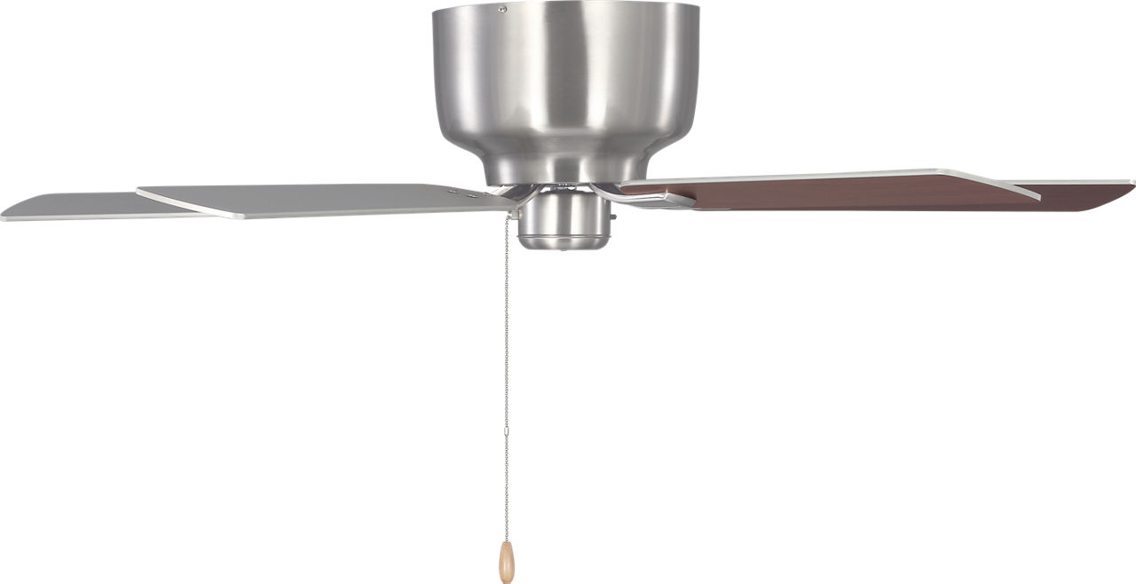 Linden 52 Hugger Ceiling Fan in Brushed Steel with Silver / American Walnut Reversible Blades