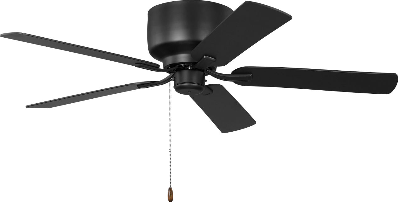 Linden 52 Hugger Ceiling Fan in Midnight Black with Midnight Black / American Walnut Reversible Blades