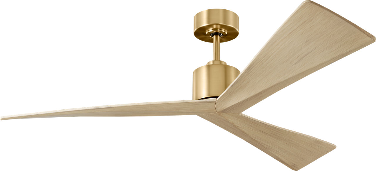 Adler 52 Ceiling Fan in Burnished Brass with Washed White Oak Blades