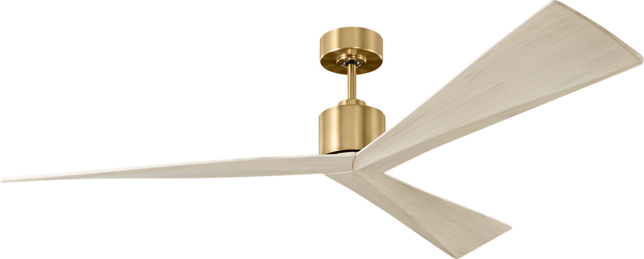 Adler 60 Ceiling Fan in Burnished Brass with Washed White Oak Blades