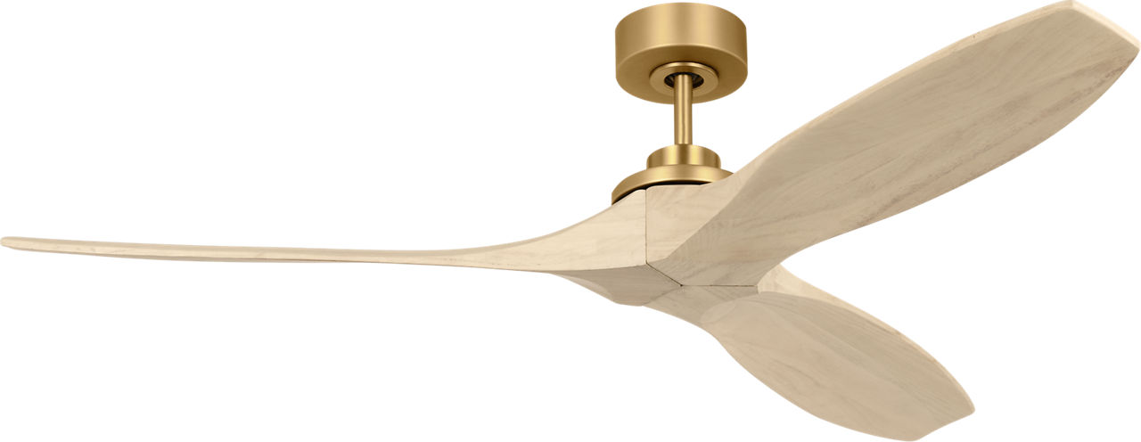 Collins Smart 60 Ceiling Fan in Burnished Brass with Washed White Oak Blades