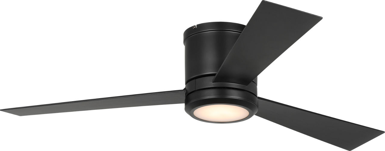 Clarity 52 Hugger LED Ceiling Fan in Midnight Black with Midnight Black Blades and Light Kit