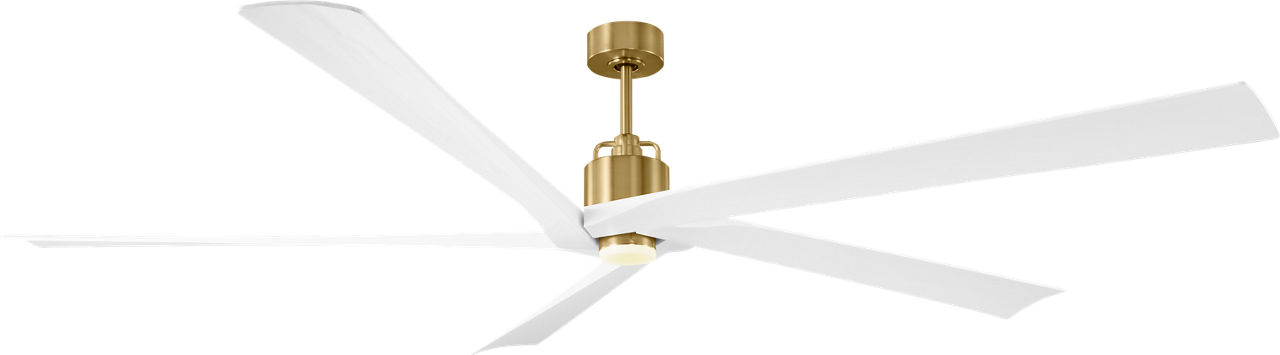 Aspen 84 Ceiling Fan in Burnished Brass with Matte White Blades