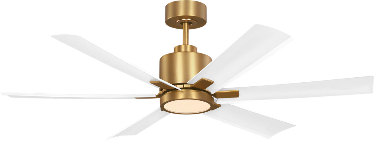 Flera Smart 52 LED Ceiling Fan in Burnished Brass with Matte White Blades