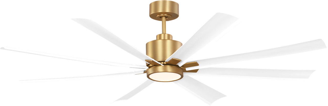 Flera Smart 65 LED Ceiling Fan in Burnished Brass with Matte White Blades