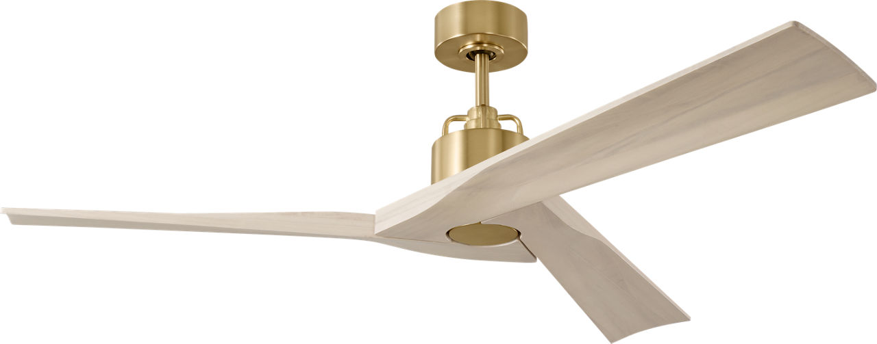 Alma Smart 52 Ceiling Fan in Burnished Brass with Washed White Oak Blades