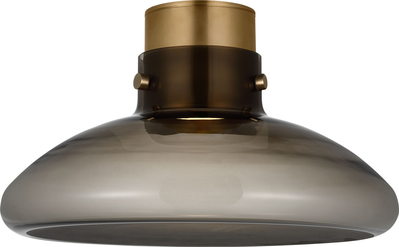 Morgan 18 Flush Mount hand-rubbed antique brass with smoke glass 2700K-1800K 90 CRI