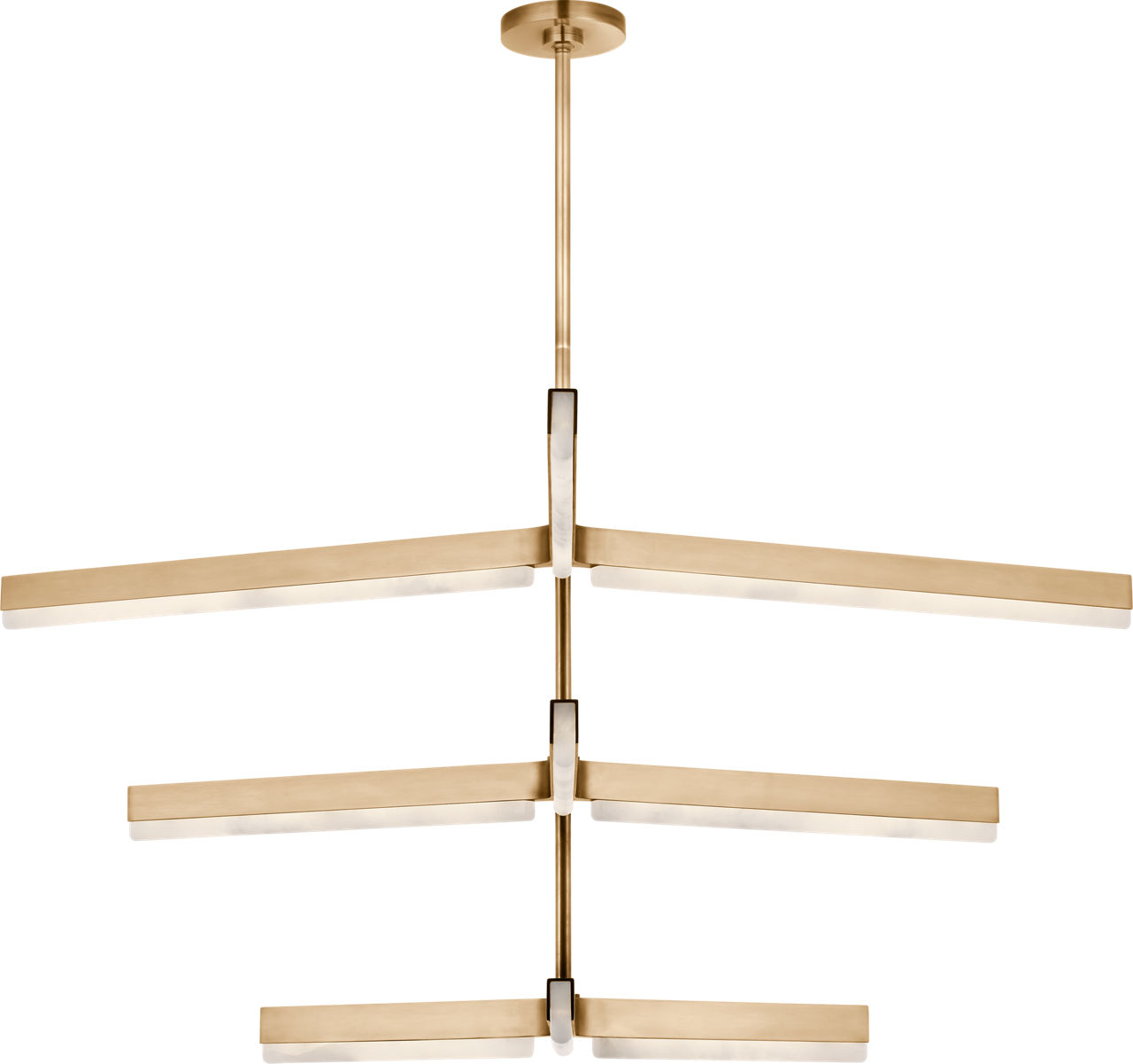 Linea 56 Three Tier Chandelier hand rubbed antique brass 2700K 90 CRI