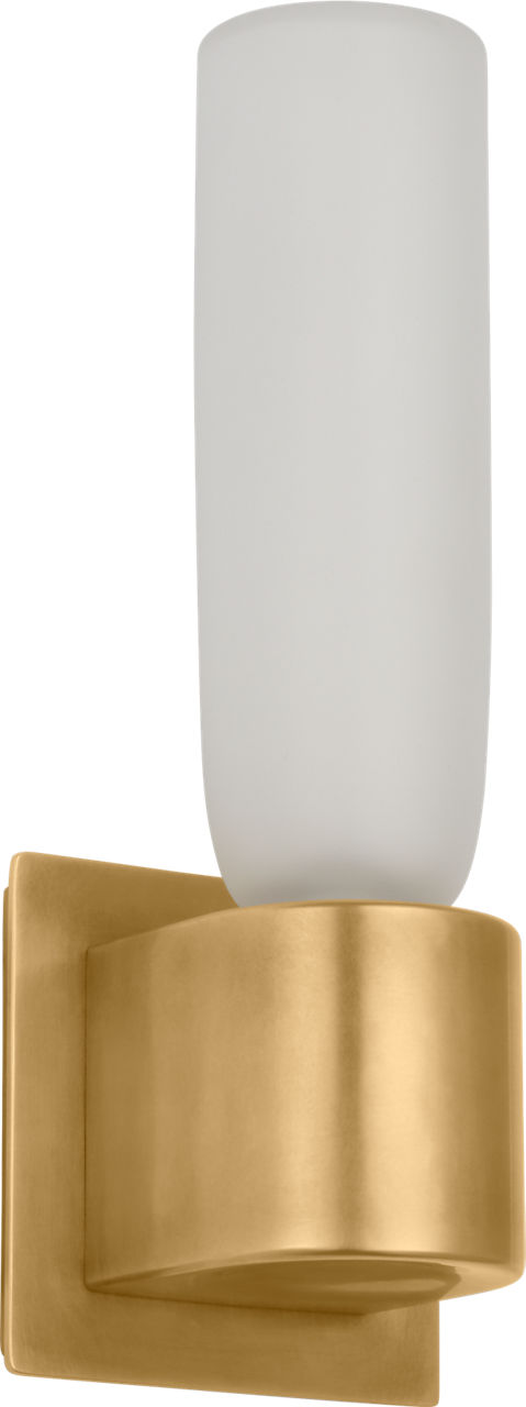 Volver Small Single Sconce Clear Etched Hand Rubbed Antique Brass 2700K 90 CRI