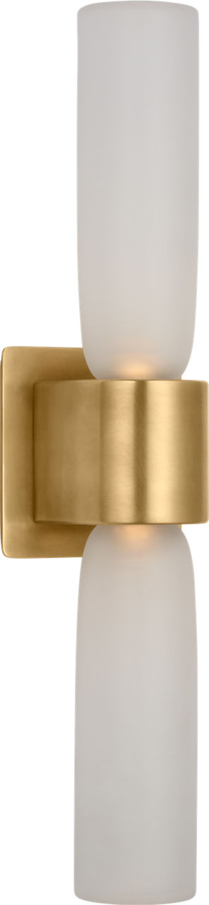 Volver Medium Double Sconce Clear Etched hand rubbed antique brass 2700K 90 CRI