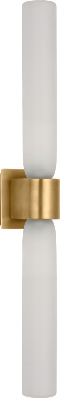 Volver Large Double Sconce Clear Etched Hand Rubbed Antique Brass 2700K 90 CRI