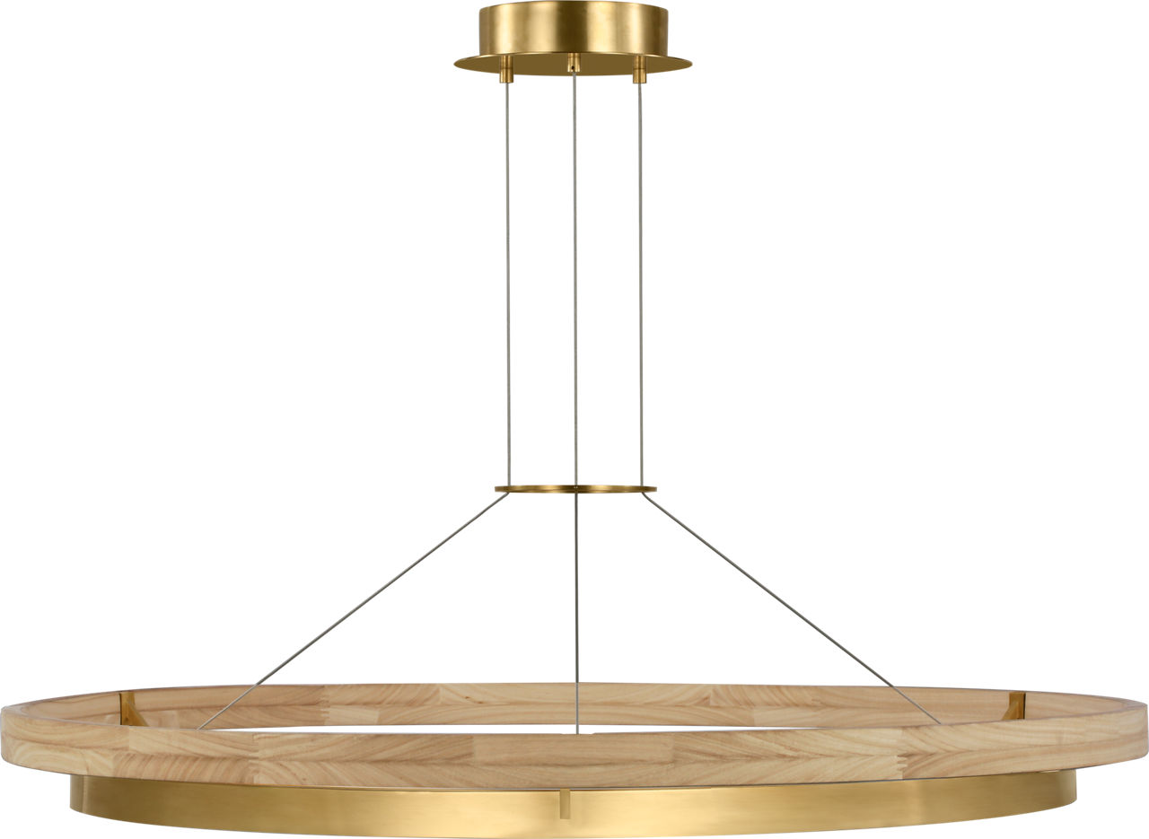 Grace 48 Chandelier hand rubbed antique brass/natural oak 3000K 90 CRI integrated led 90 cri 3000k 120v