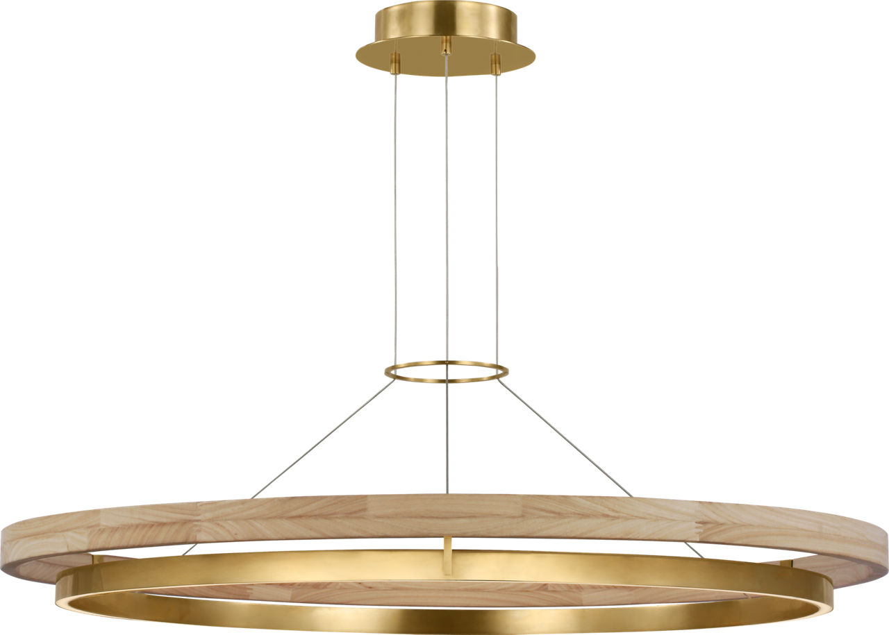 Grace 48 Chandelier hand rubbed antique brass/natural oak 3000K 90 CRI integrated led 90 cri 3000k 120v