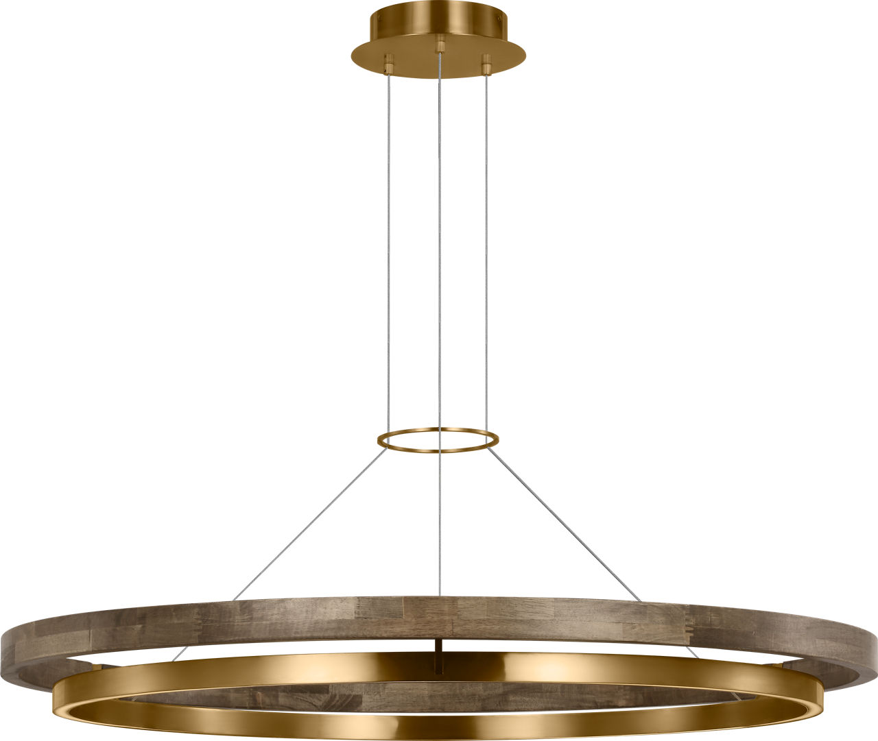 Grace 48 Chandelier Natural Brass/ weathered oak LED 90 CRI 3000K 120V