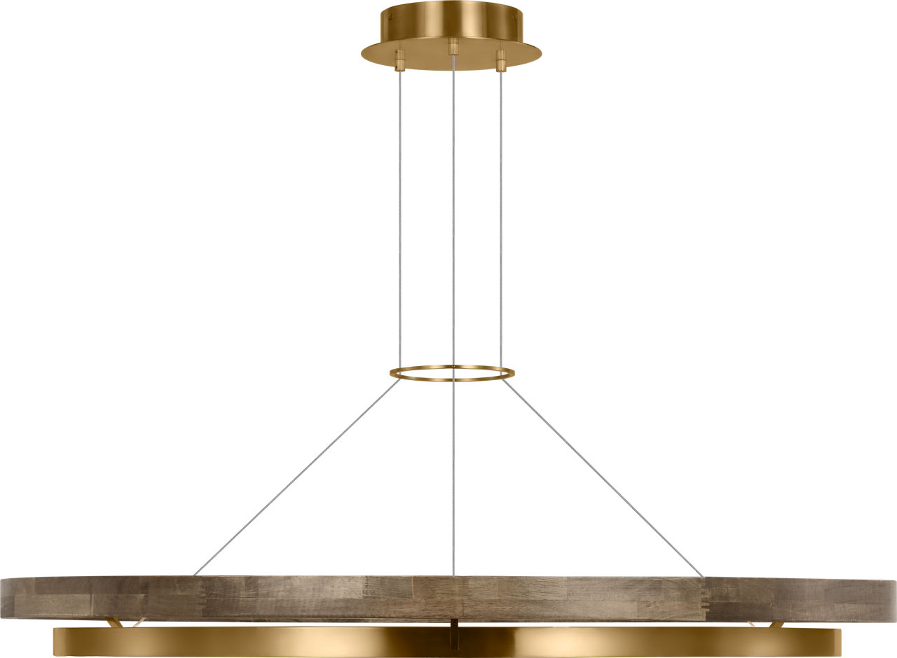 Grace 48 Chandelier Natural Brass/ weathered oak LED 90 CRI 3000K 120V