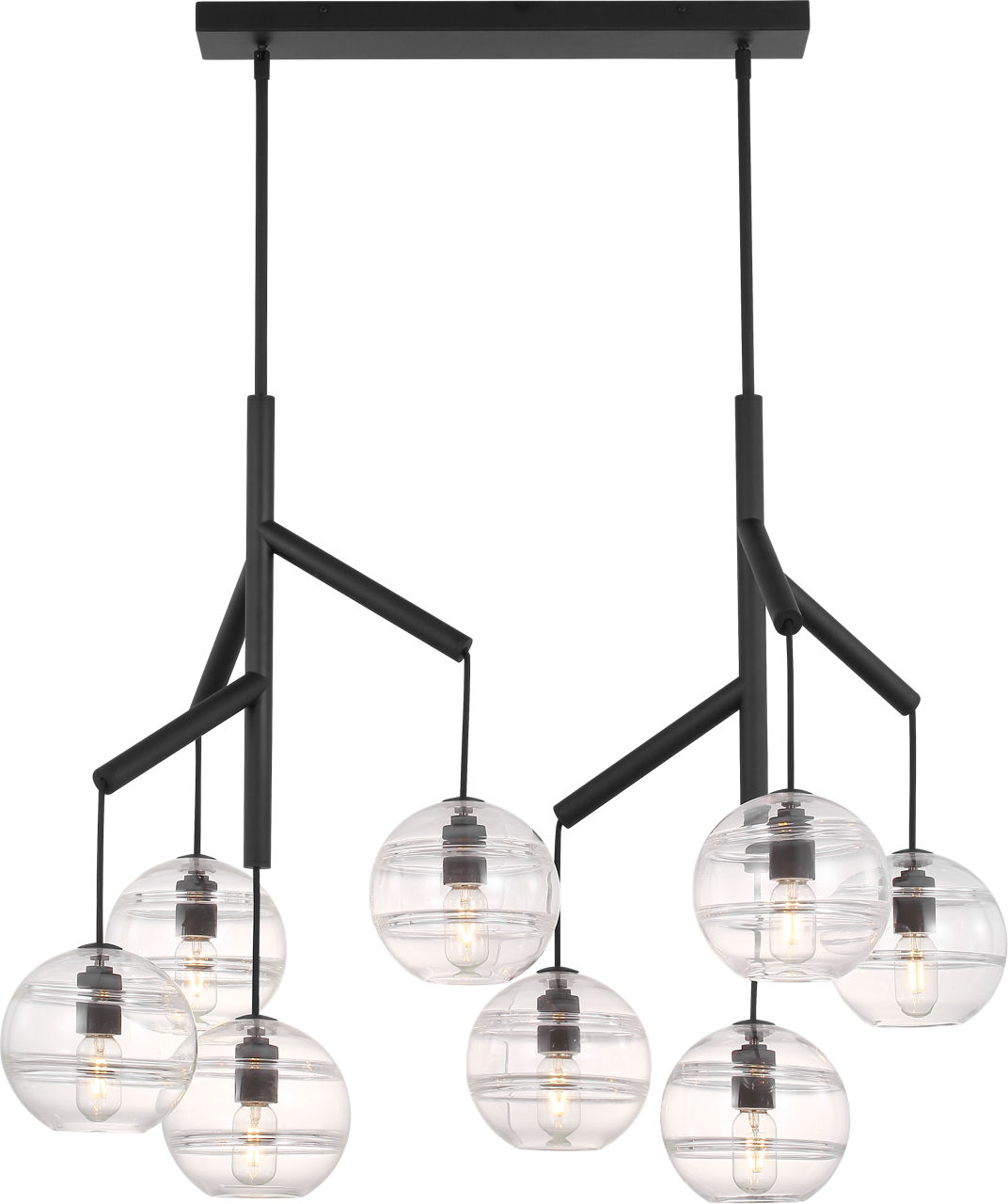 Sedona Double Chandelier Double Clear Nightshade Black T14 LED 2700K 90 CRI 120V