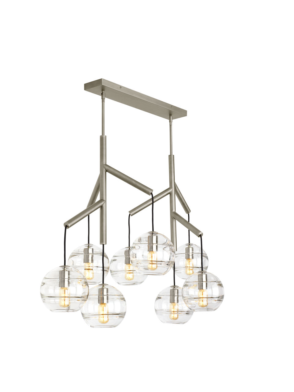 Sedona Double Chandelier Double Clear Satin Nickel T14 LED 2700K 90 CRI 120V