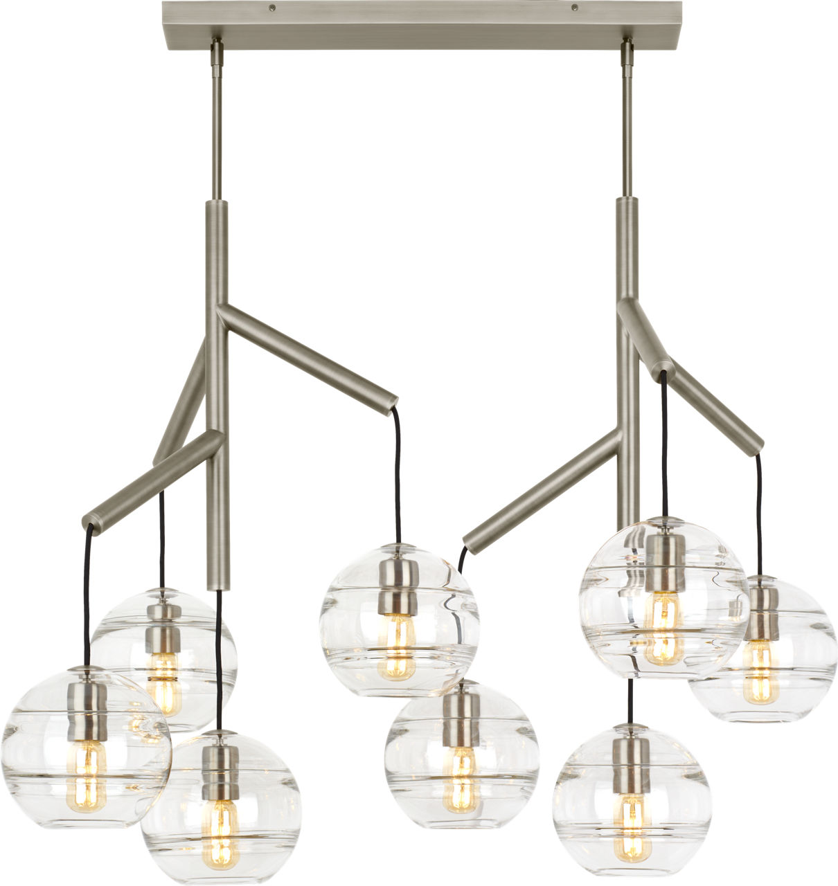 Sedona Double Chandelier Double Clear Satin Nickel T14 LED 2700K 90 CRI 120V
