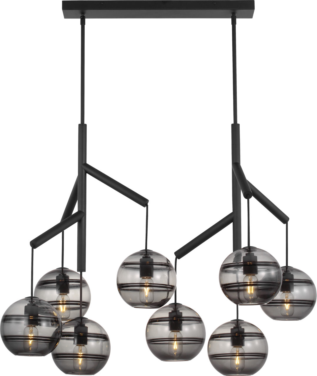 Sedona Double Chandelier Double Transparent Smoke Nightshade Black T14 LED 2700K 90 CRI 120V