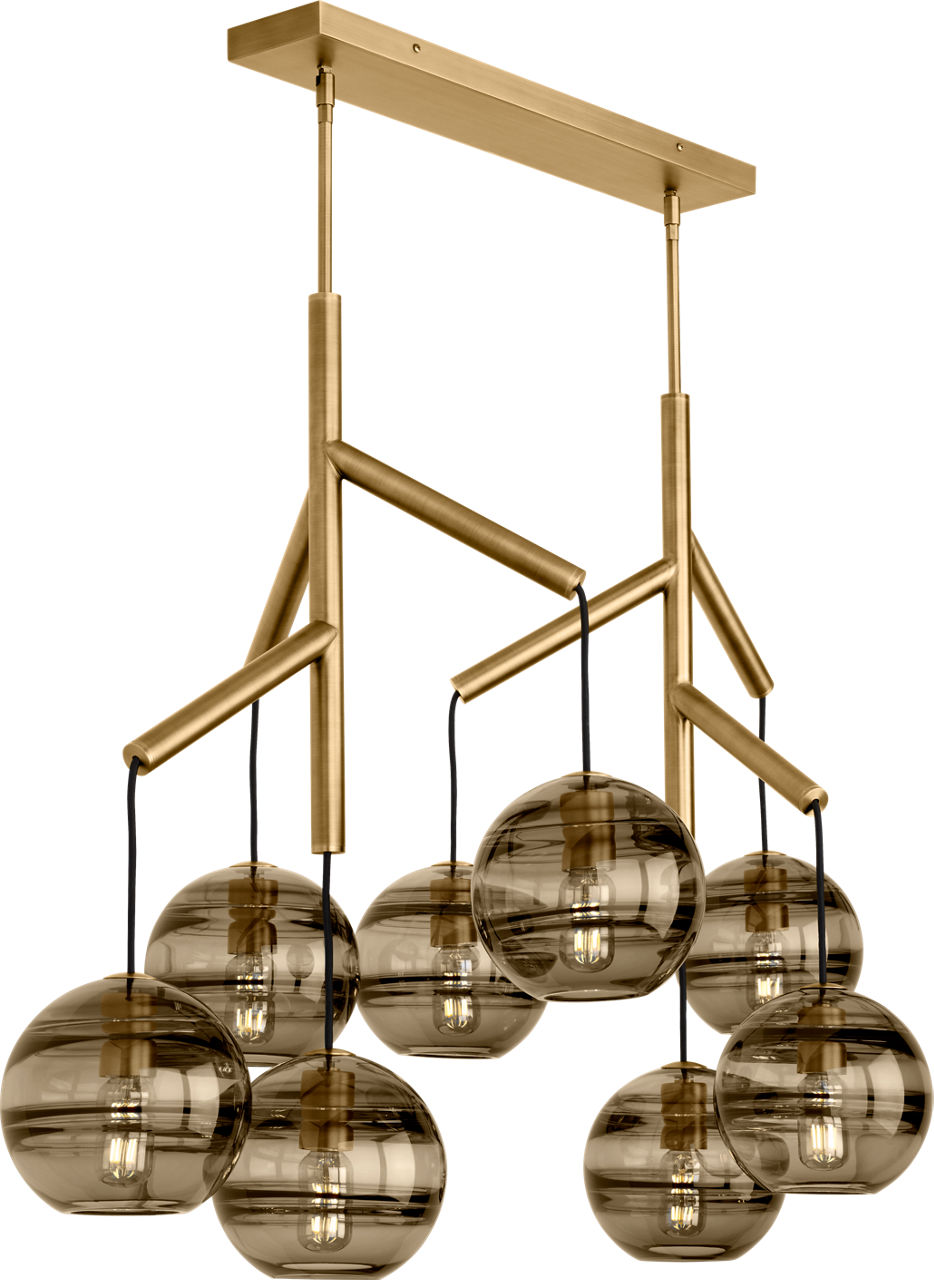 Sedona Double Chandelier Double Transparent Smoke Aged Brass 2700K 90 CRI t14 led 90 cri 2700k 120v