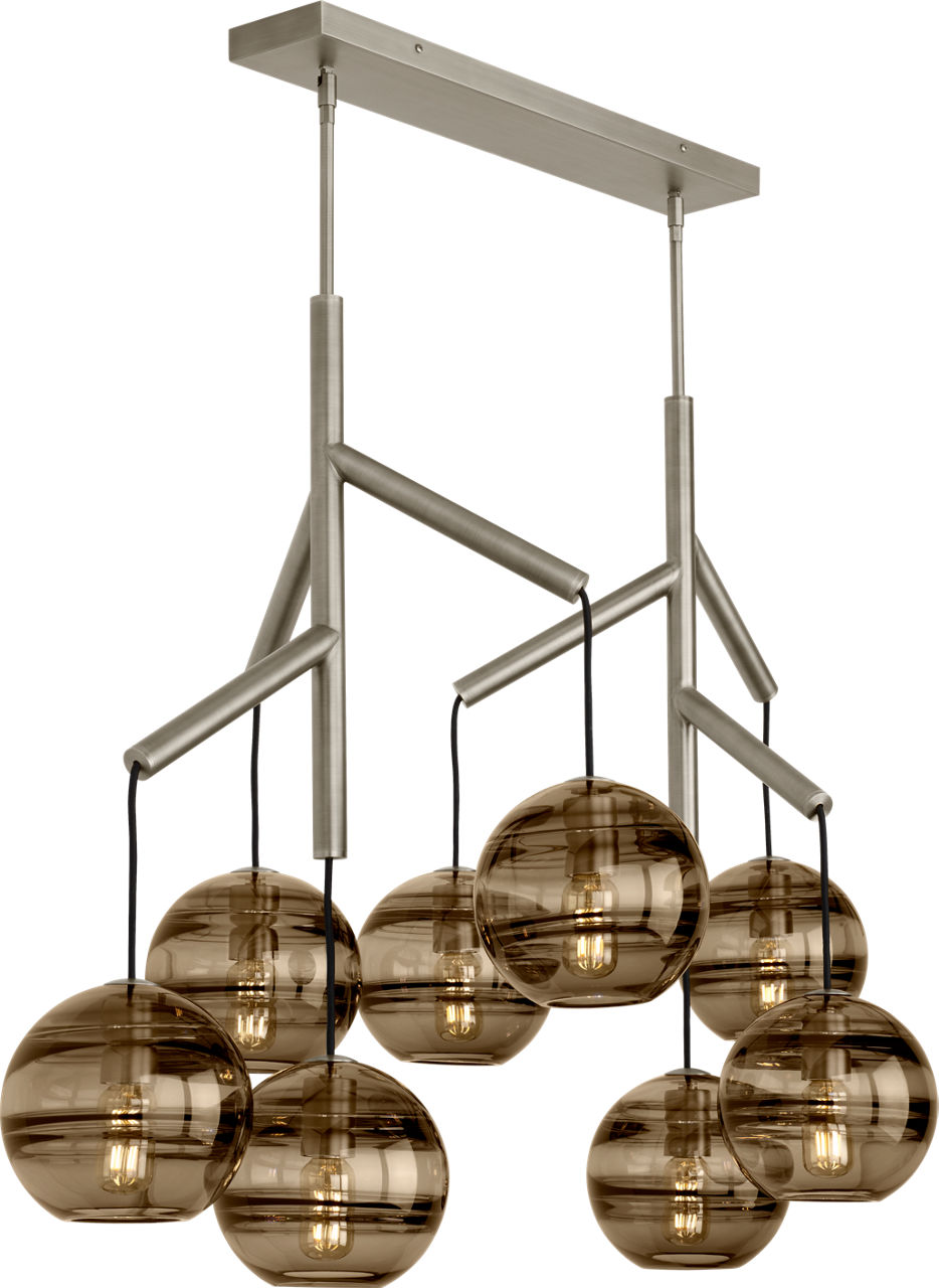 Sedona Double Chandelier Double Transparent Smoke Satin Nickel 2700K 90 CRI t14 led 90 cri 2700k 120v