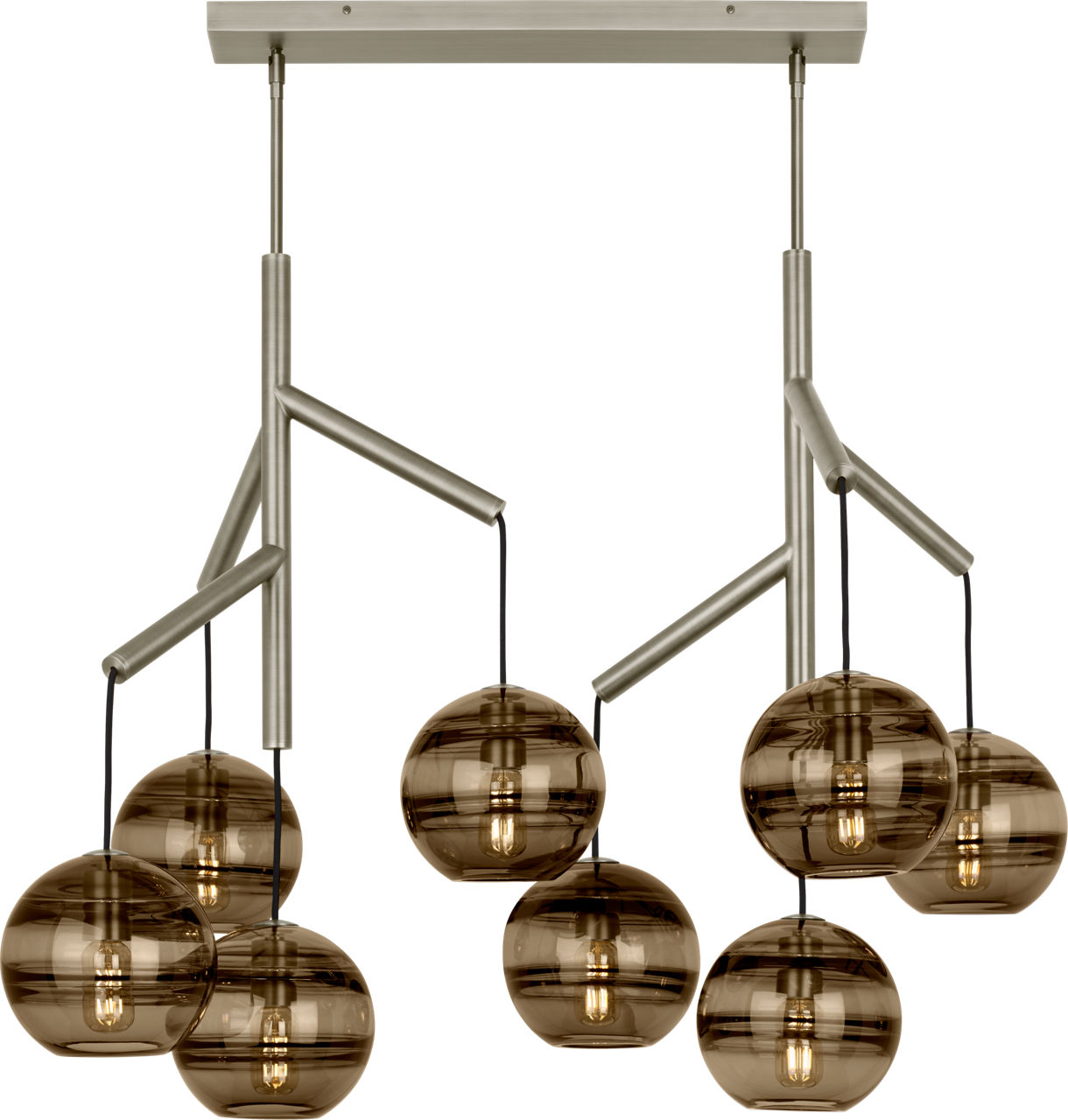 Sedona Double Chandelier Double Transparent Smoke Satin Nickel 2700K 90 CRI t14 led 90 cri 2700k 120v