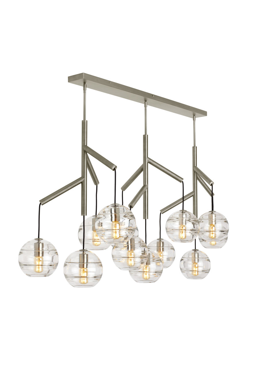 Sedona Triple Chandelier Triple Clear Satin Nickel T14 LED 2700K 90 CRI 120V