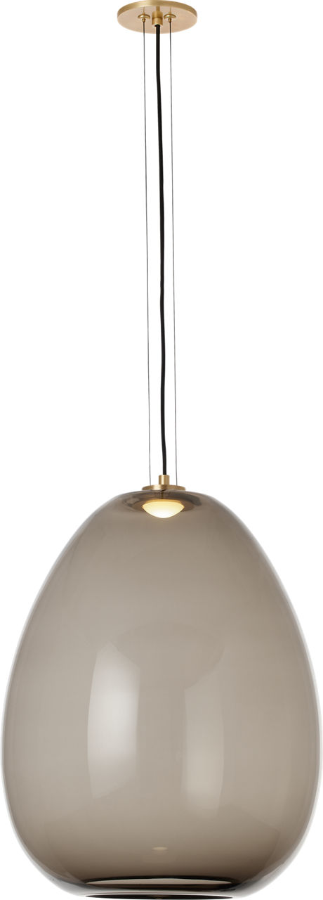 Kapoor Large Pendant transparent smoke/Natural Brass LED 2700K 90 CRI 120-277V
