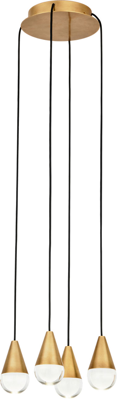 Cupola 4 Light Chandelier 4 Light Natural Brass Integrated LED 90 CRI 3000K 120-277V