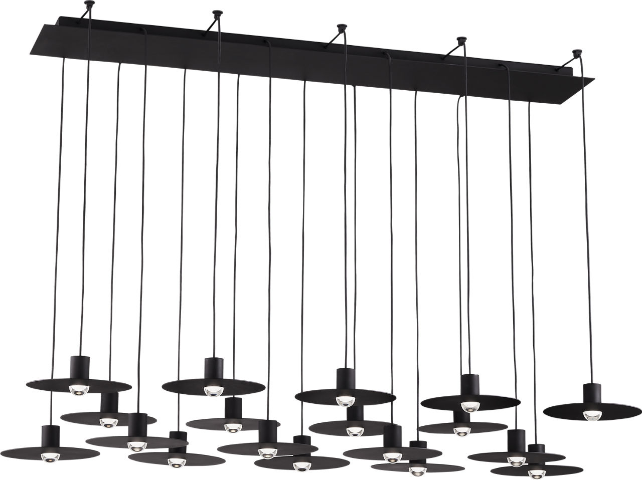 Eaves 18 Light Chandelier Nightshade Black Integrated LED 3000K 90 CRI 120V