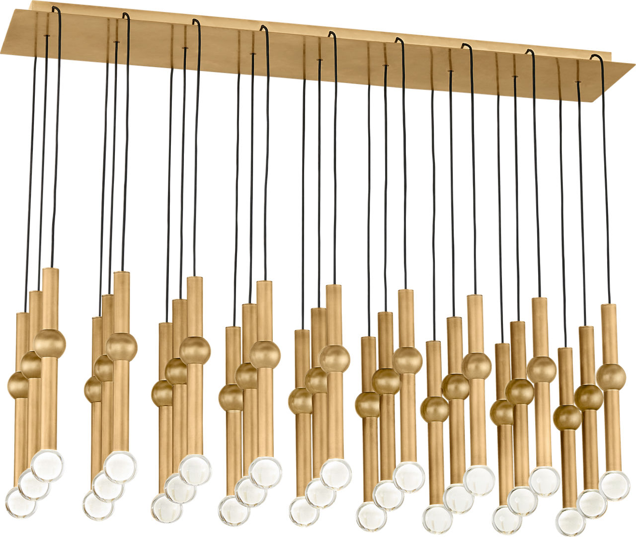 Guyed 27 Light Chandelier 27 Light Natural Brass 3000K 90 CRI integrated led 90 cri 3000k 120V