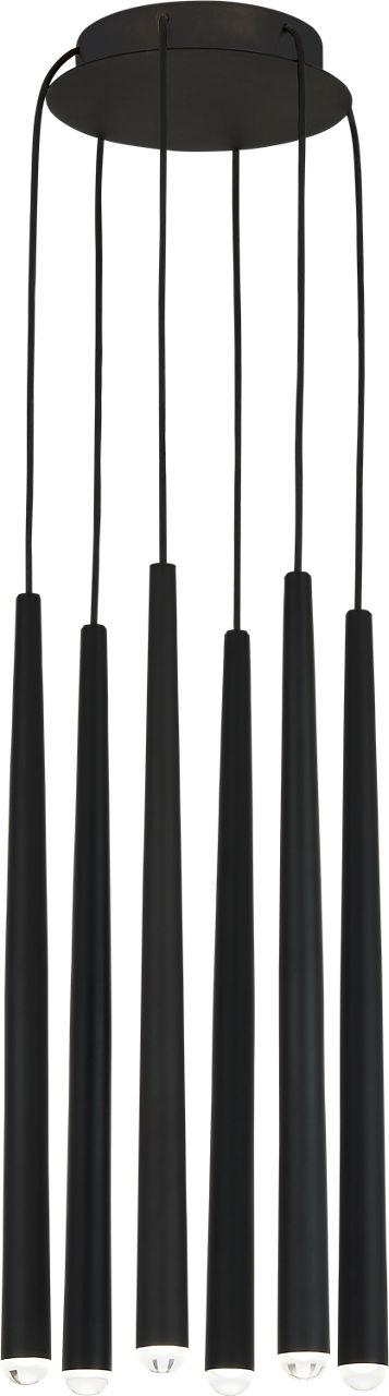 Pylon 6 Light Chandelier 6 Light Nightshade Black Integrated LED 90 CRI 3000K 120-277V