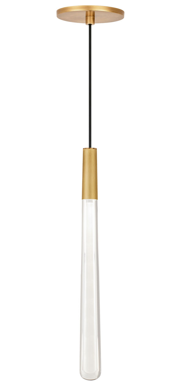 Pylon Crystal 1 Light Pendant 1 Light Natural Brass Integrated LED 90 CRI 3000K 120-277V