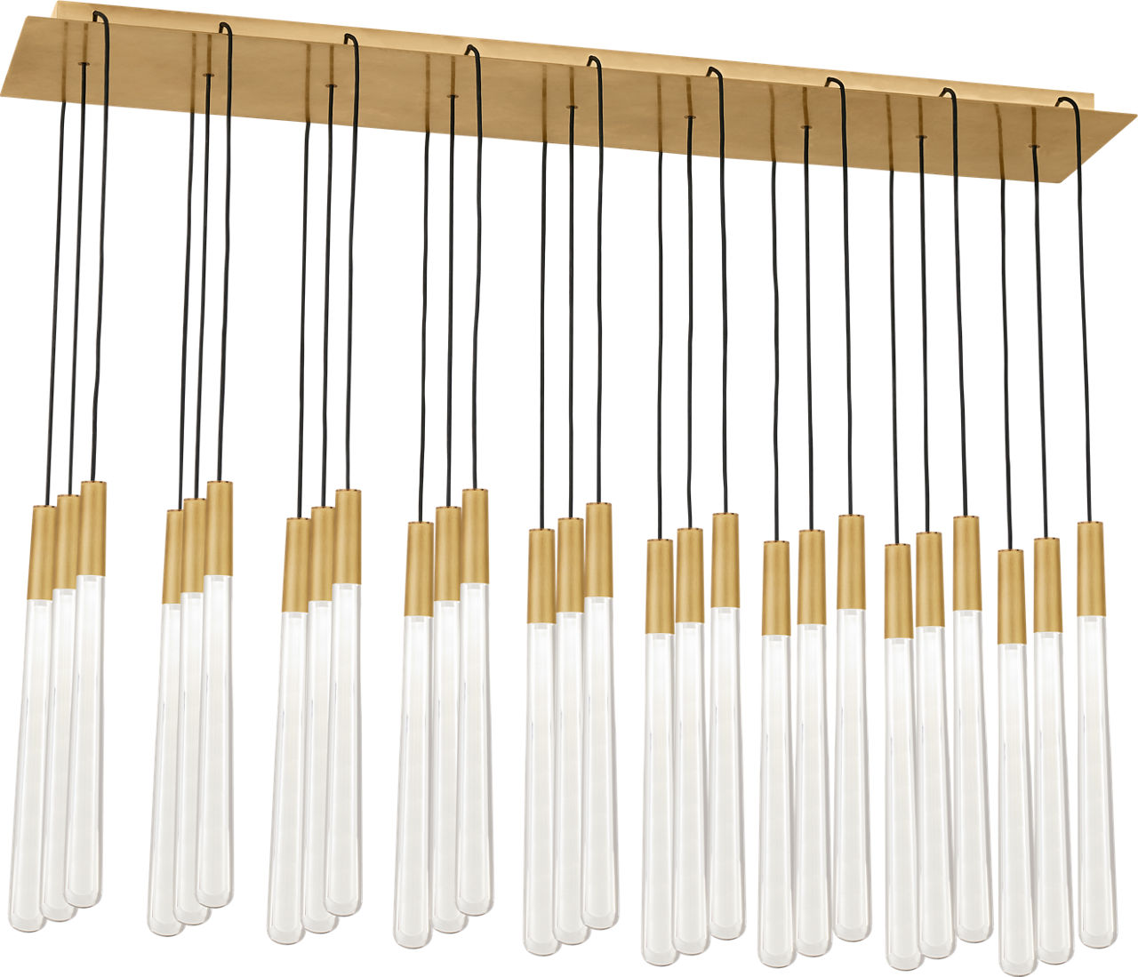 Pylon Crystal 27 Light Chandelier Natural Brass Integrated LED 3000K 90 CRI 277V