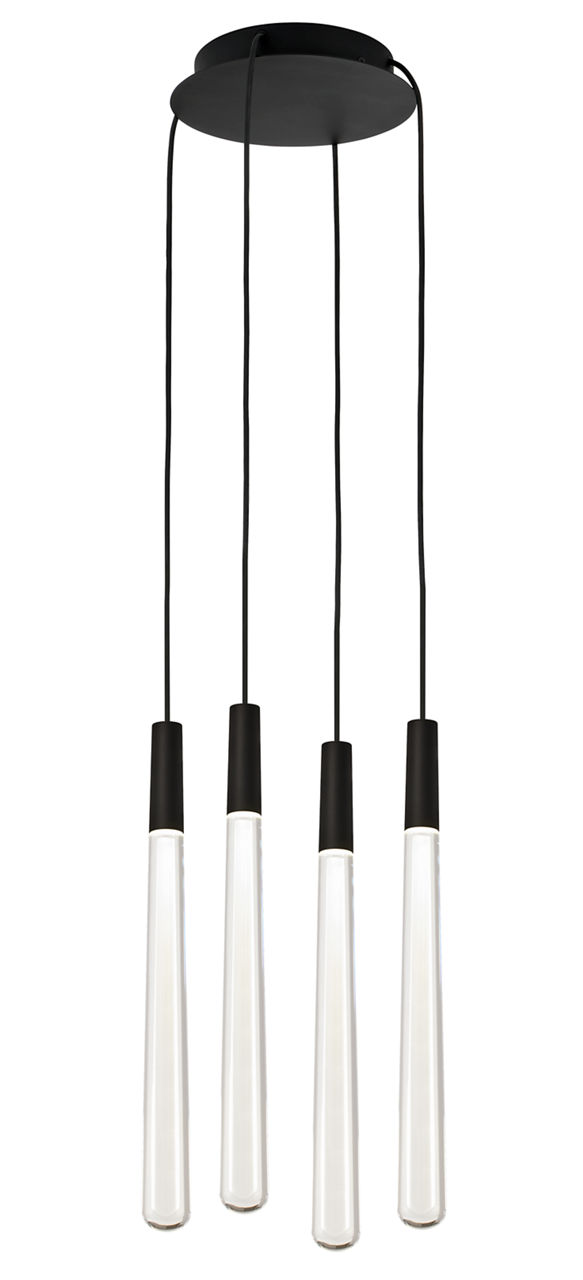 Pylon Crystal 4 Light Chandelier 4 Light Nightshade Black 3000K 90 CRI integrated led 90 cri 3000k 120v-277v unv