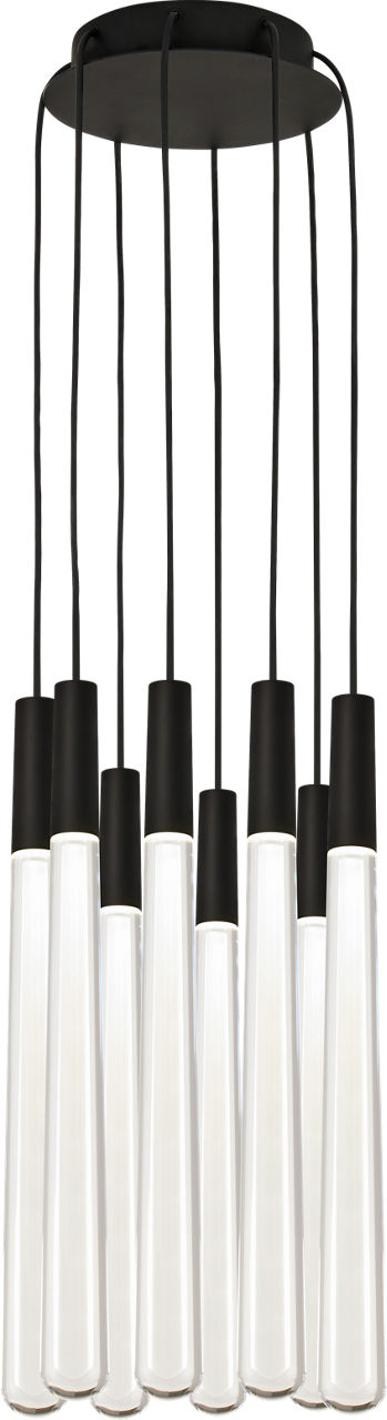 Pylon Crystal 8 Light Chandelier 8 Light Nightshade Black Integrated LED 90 CRI 3000K 120-277V