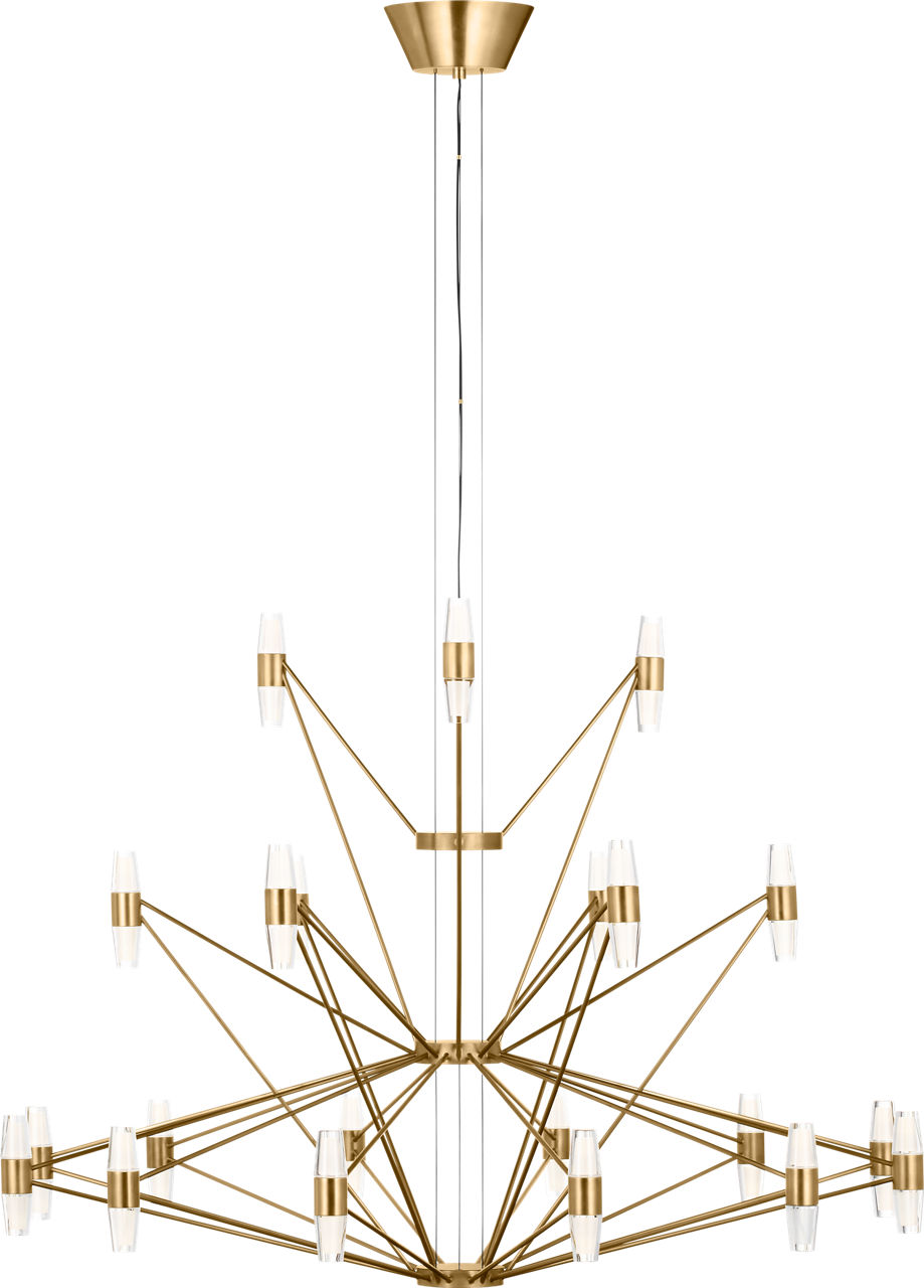 Lassell Three Tier Tall X-Large Chandelier in Natural Brass 2700K 120V