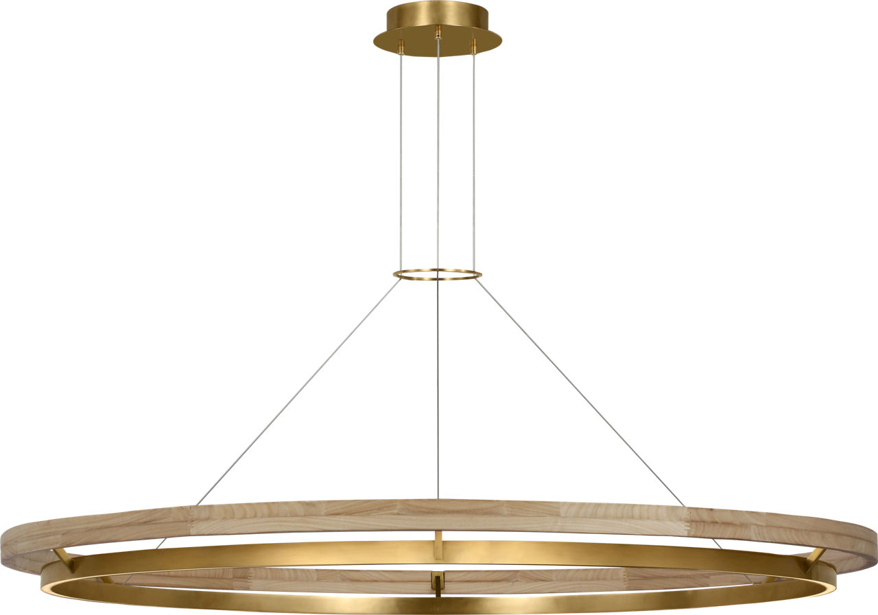 Grace 65 Chandelier Hand Rubbed Antique Brass/natural oak 3000K 90 CRI