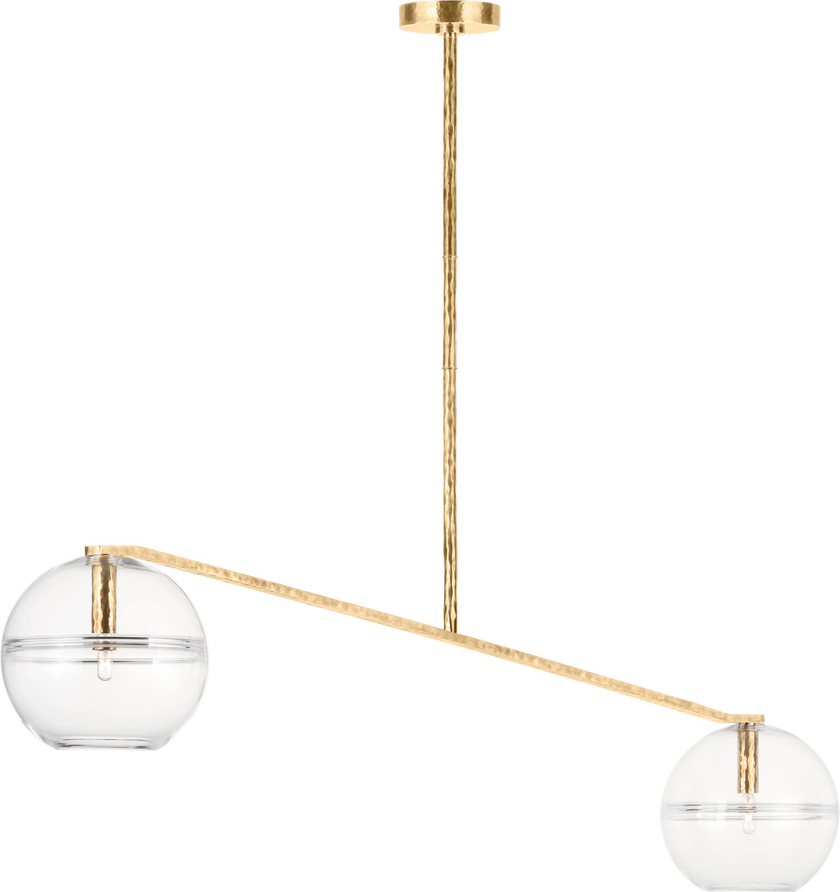 Lowing Medium Wide Chandelier Clear polished antique brass LED 2700K 90 CRI lamp