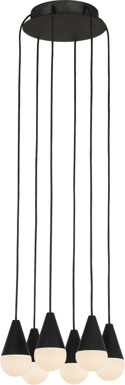 Cupola Alabaster 6 Light Chandelier Nightshade Black 3000K 90 CRI