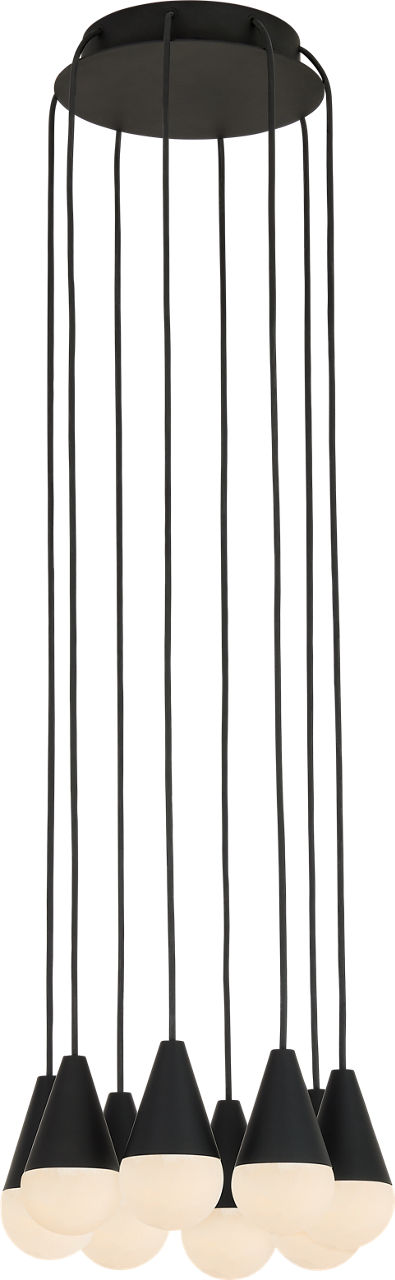 Cupola Alabaster 8 Light Chandelier Nightshade Black 3000K 90 CRI