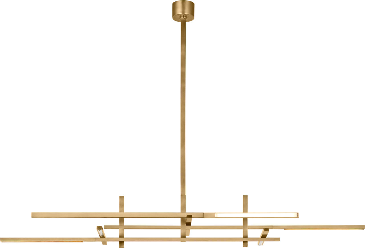 Cityscape Stacked X-Large Linear Chandelier Clear Crystal Hand Rubbed Antique Brass 2700K 90 CRI