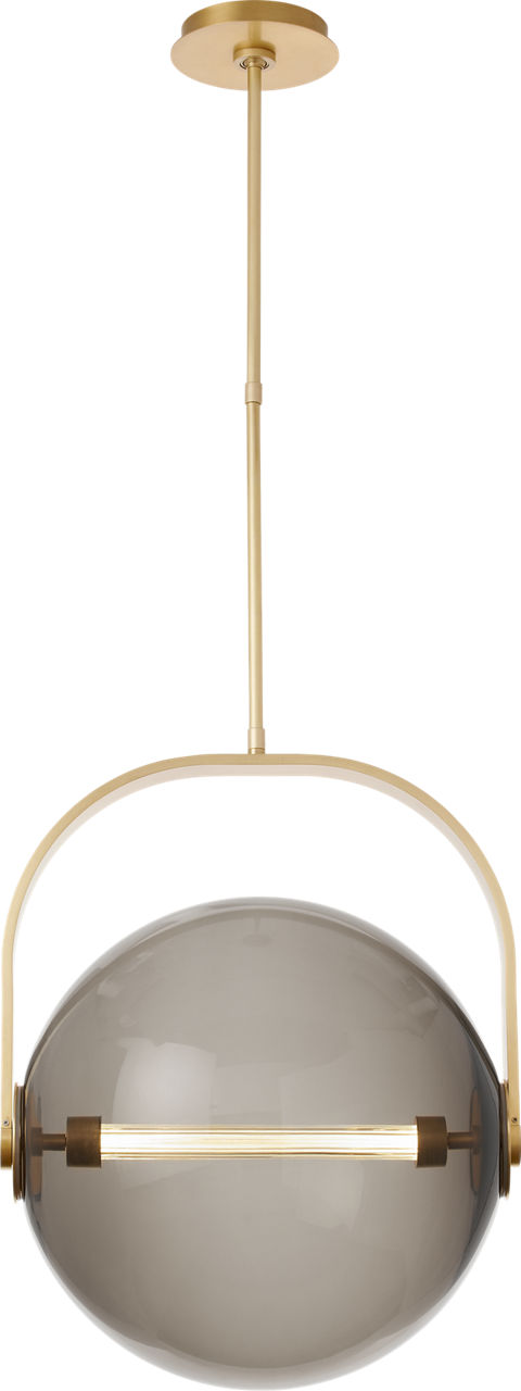 Fues Large Pendant Transparent Smoke Natural Brass 2700K 90 CRI