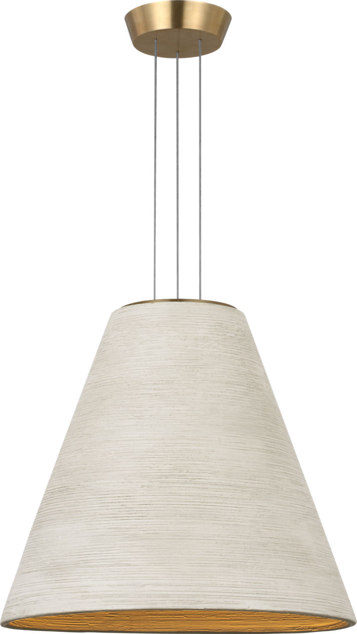 Karam Tapered Medium Pendant Cream Natural Brass 2700K 90 CRI