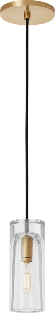 Horizon Small Accent Pendant in Clear Natural Brass Bulb Not Included
