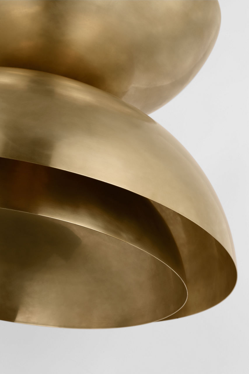 Shanti X-Large Double Asymmetric Pendant Natural Brass 2700K 90 CRI