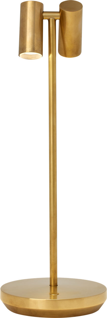 Doppia Accent Rechargeable Table Lamp Natural Brass 2700K 90 CRI wall charger included