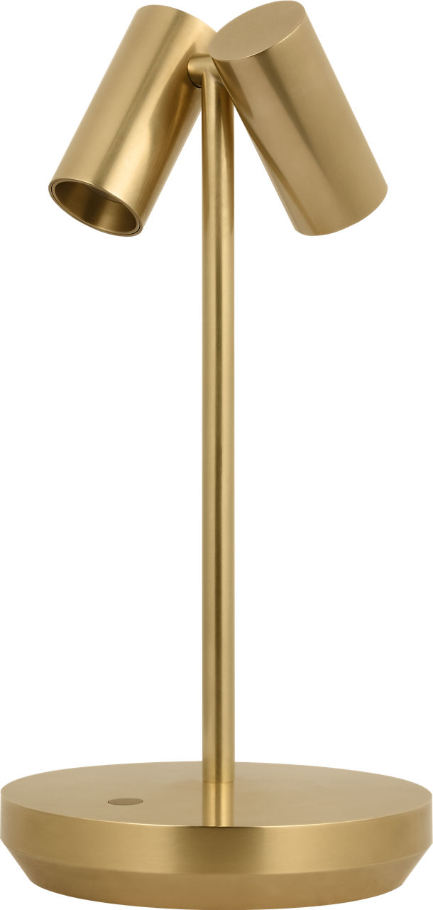 Doppia Short Accent Rechargeable Table Lamp Hand Rubbed Antique Brass 2700K 90 CRI